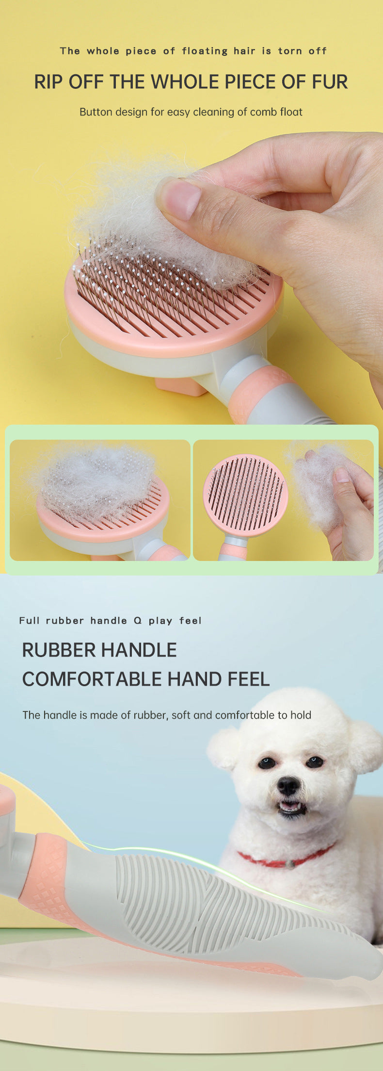 Self-Cleaning Dog & Cat Slicker Grooming Brush