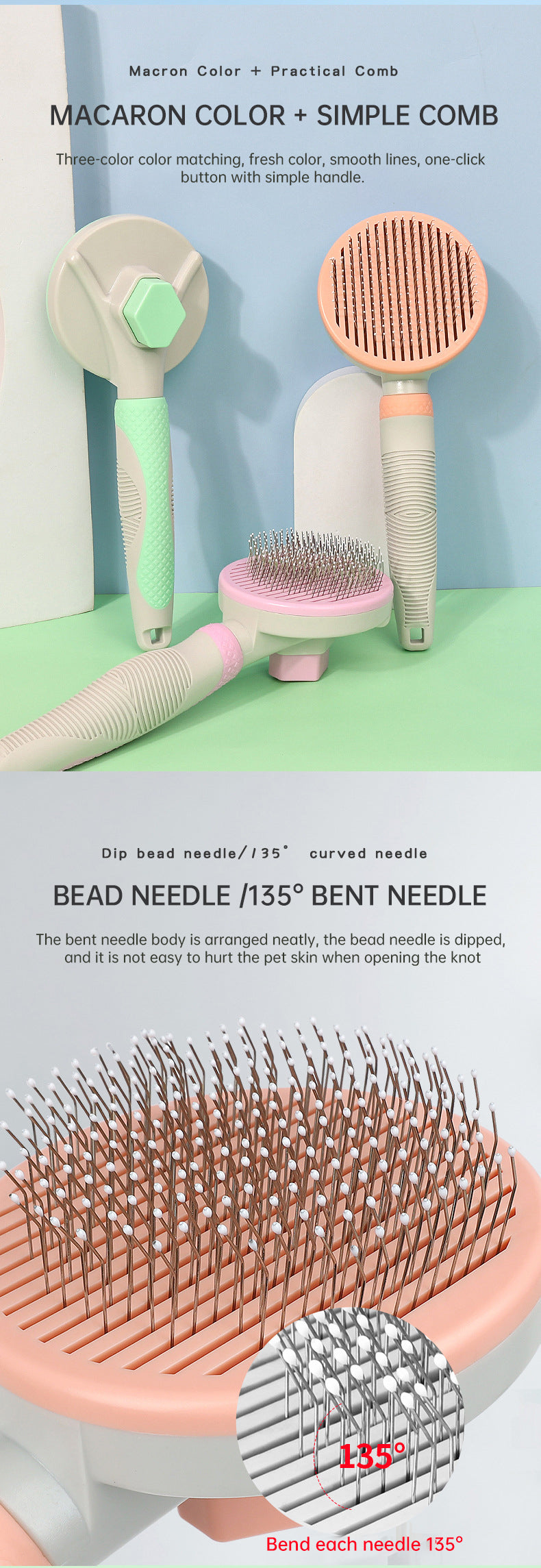 Self-Cleaning Dog & Cat Slicker Grooming Brush