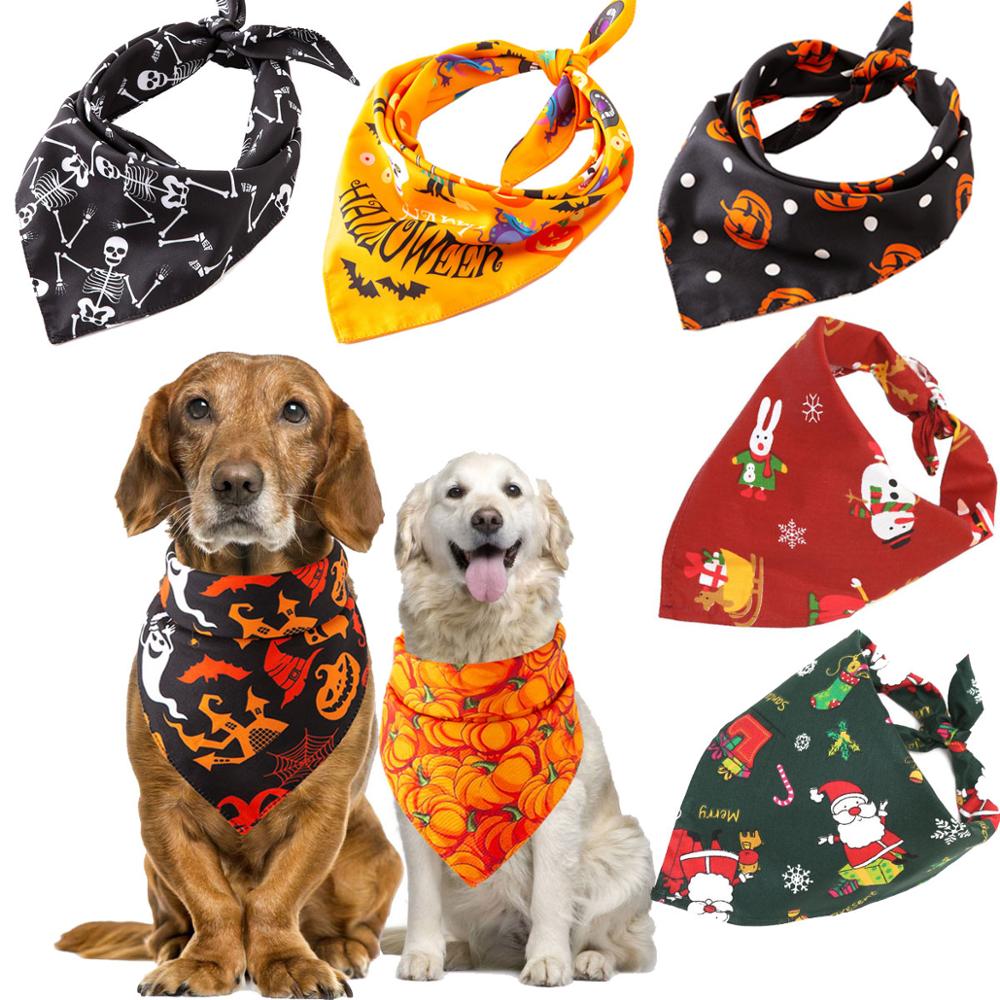 Holiday Dog Bandana Set, Polyester Triangle Scarf (5 Pack)