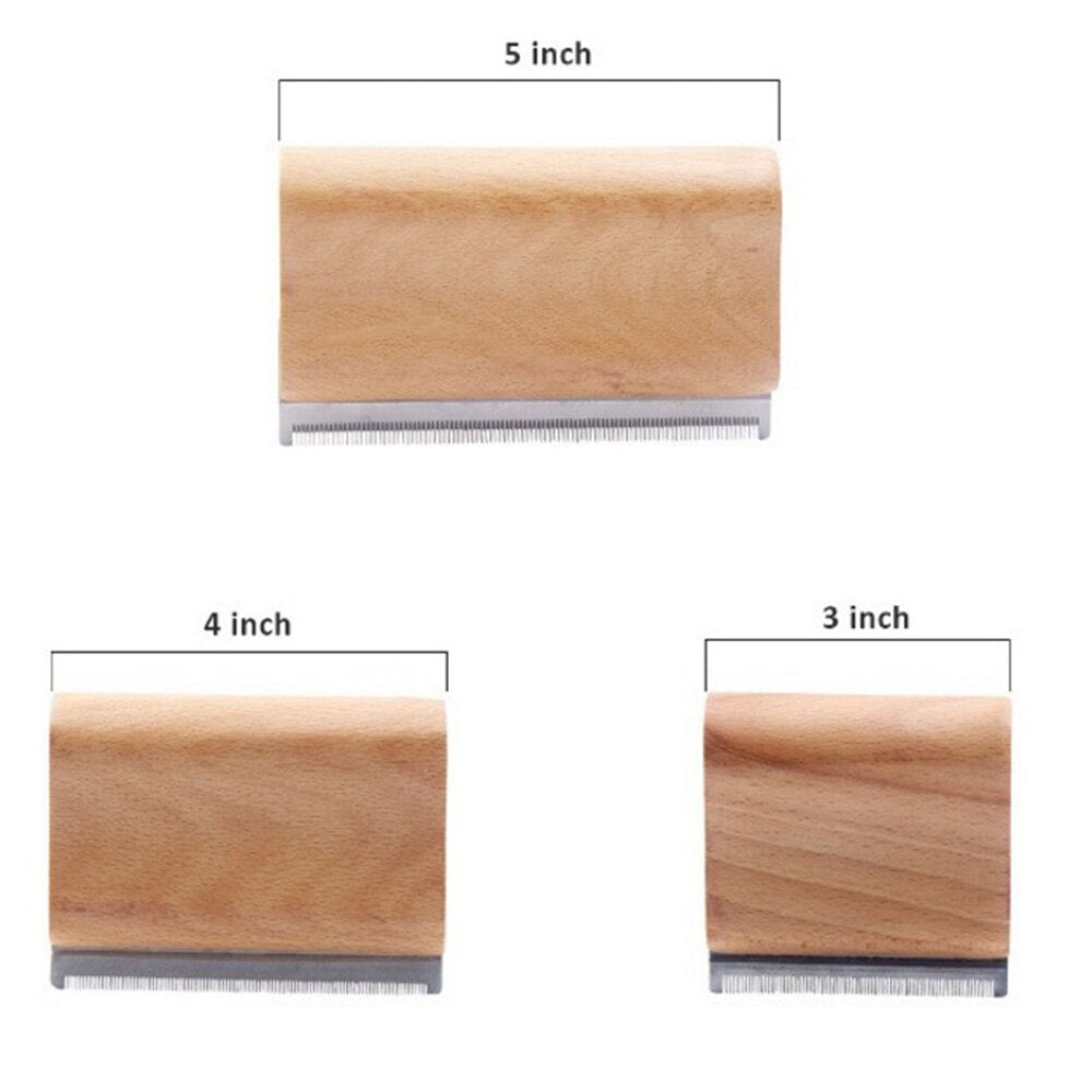 Wood Deshedding Groom Brush for Dogs, Small