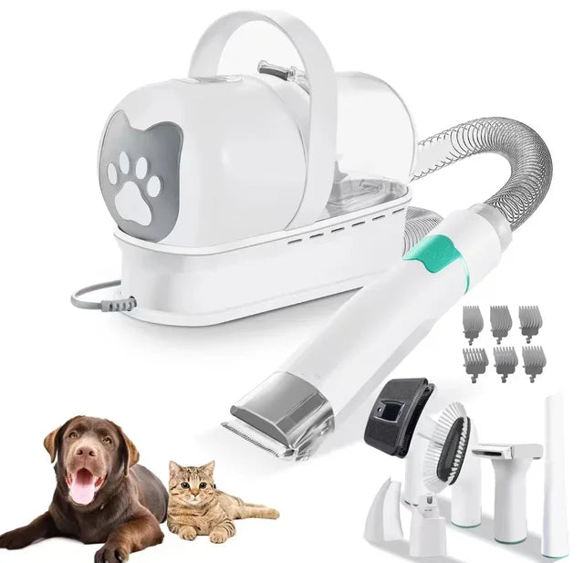 7-in-1 Pet Grooming Vacuum Kit with Clippers & Low Noise