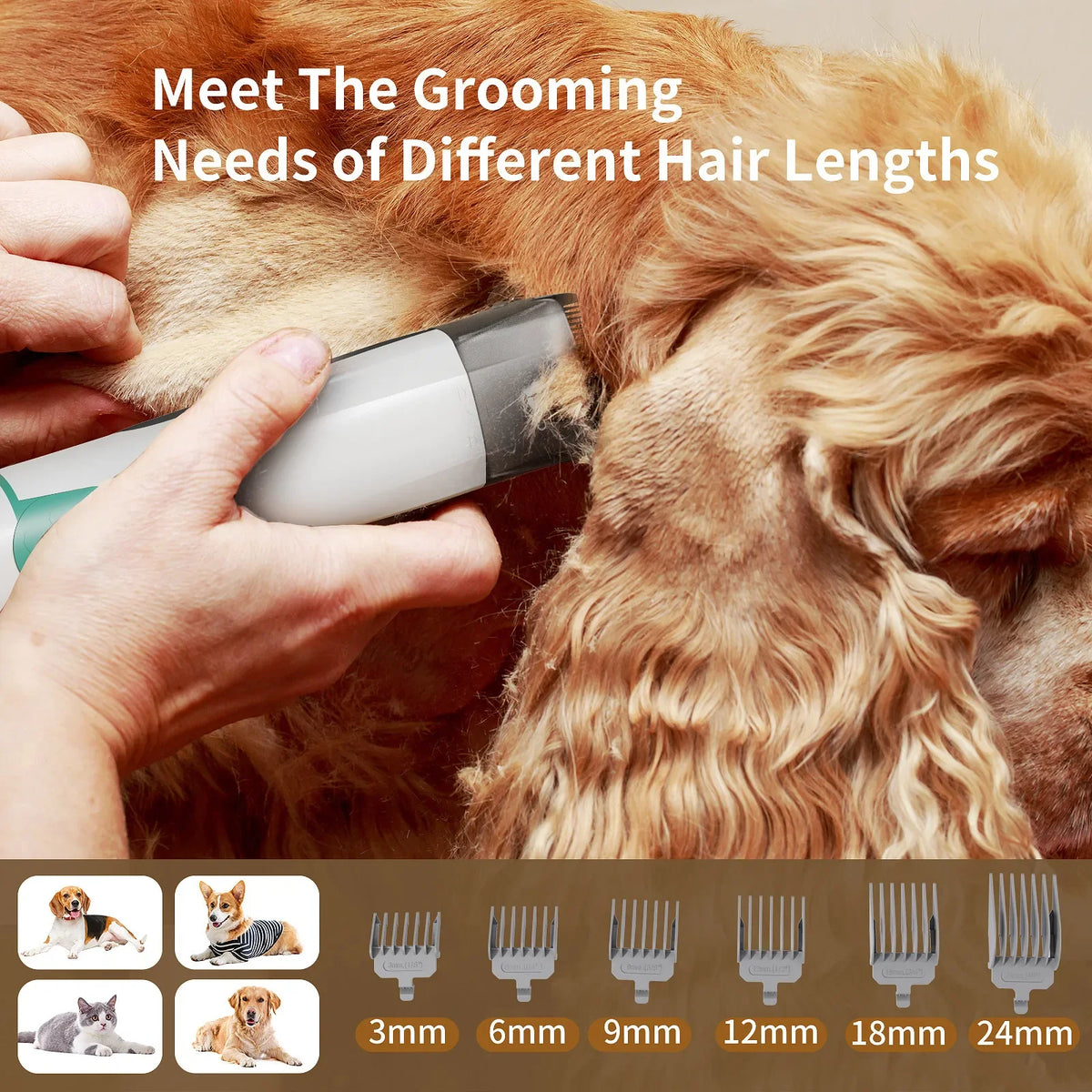 7-in-1 Pet Grooming Vacuum Kit with Clippers & Low Noise
