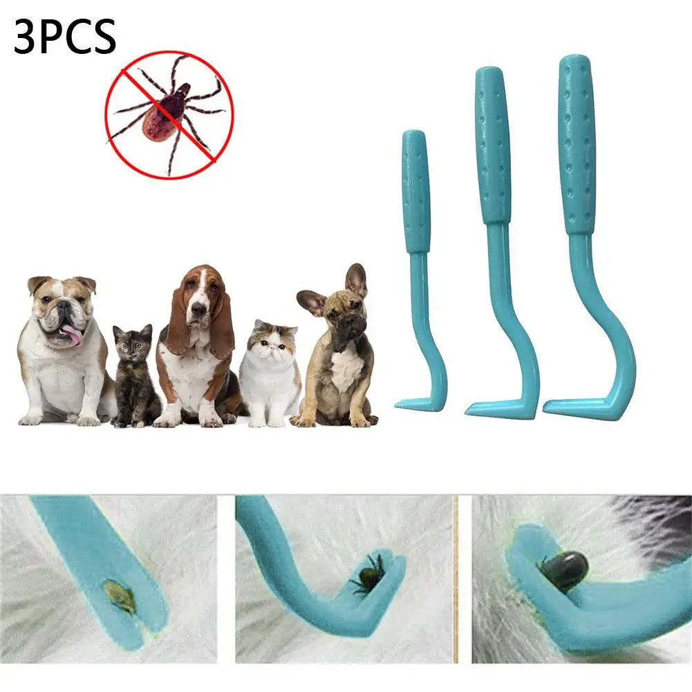3-Piece Plastic Tick and Flea Removal Hooks for Pets