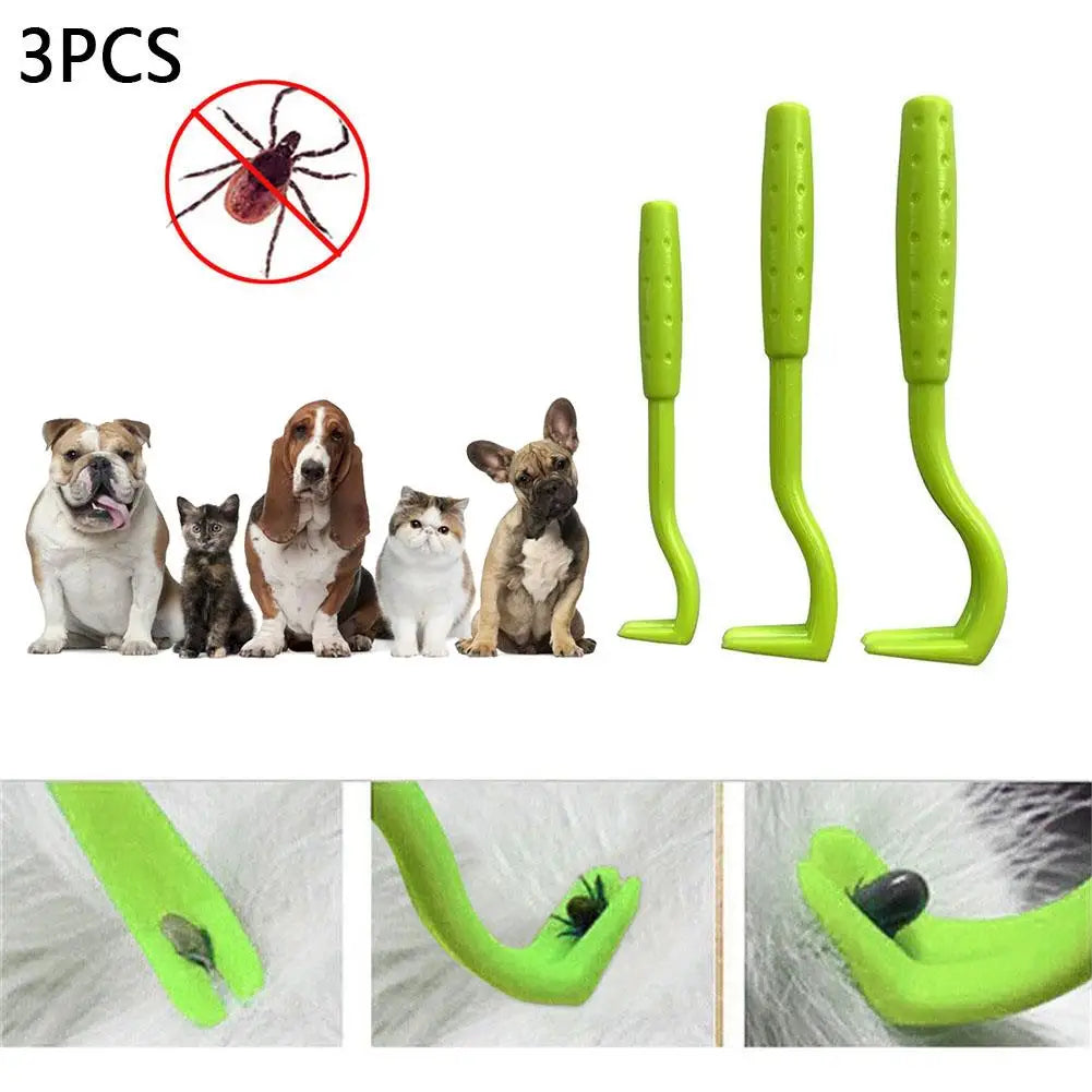 3-Piece Plastic Tick and Flea Removal Hooks for Pets