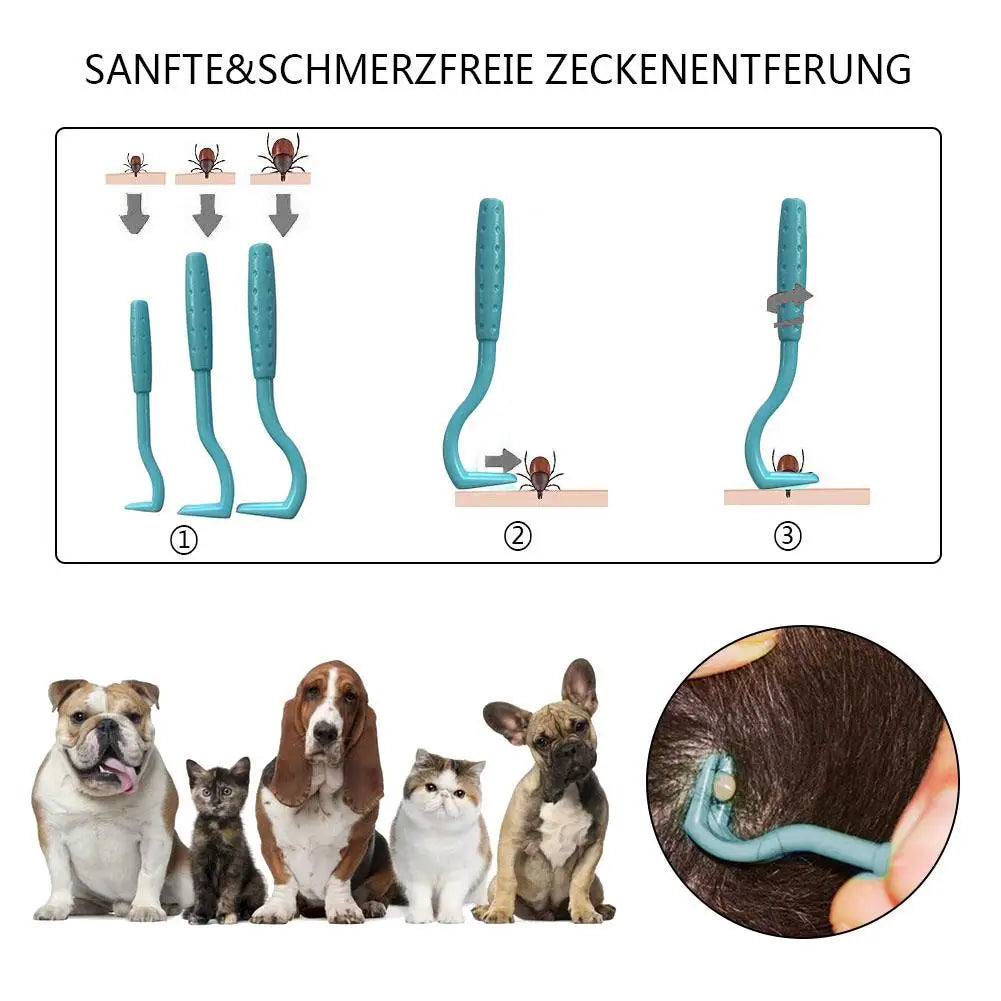 3-Piece Plastic Tick and Flea Removal Hooks for Pets