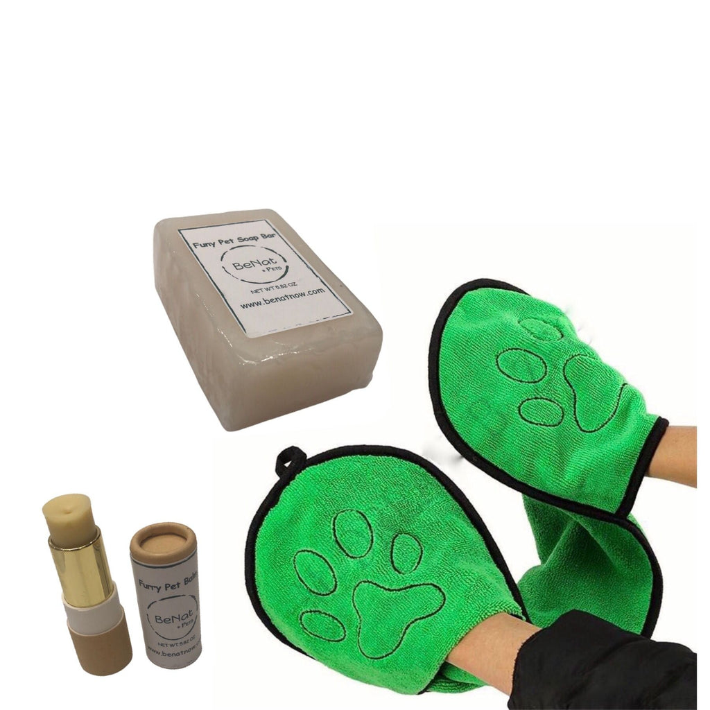 3-Pack Natural Dog Grooming Bundle – Shampoo Bar, Balm & Towel